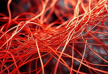 Intricate network of copper wires forming an abstract background,  gleam,  interwoven