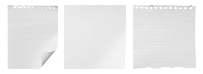 A collection of white sheet of paper, isolated on a transparent background