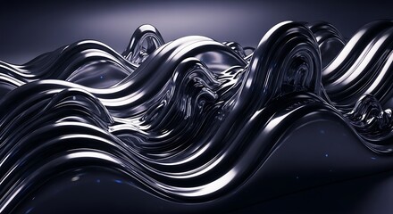 Sleek chrome waves create a futuristic metallic landscape, perfect for modern tech designs and...