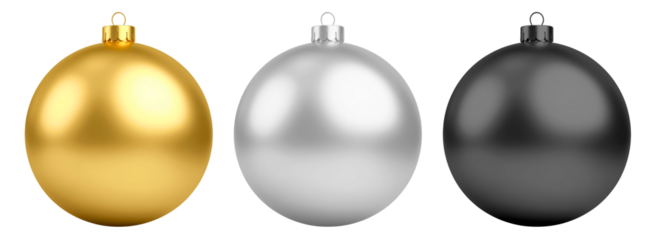 A collection of christmas ornament set, isolated on a transparent background