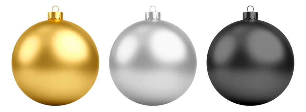A collection of christmas ornament set, isolated on a transparent background