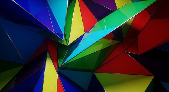 Stunning abstract geometric shapes with vibrant rainbow colors creates a modern artistic backdrop for your creative design projects and marketing needs