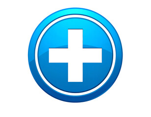 Blue plus sign button symbol for addition and positive concepts