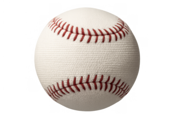 Traditional white baseball with red stitching, representing iconic american sport and leisure game, transparent background