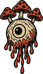 Trippy Eye Mushrooms Melting 70s Retro Design
