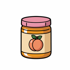 Cartoon Peach Jam Jar Illustration. Food Vector Design