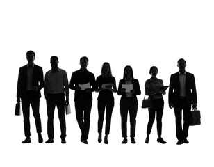 Silhouette of diverse business team walking together towards brighter future