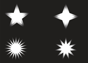 White glowing star shapes, abstract light effects collection