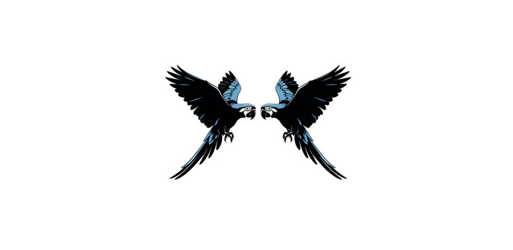 Vector silhouette of a flying eagle with detailed black wings and feathers