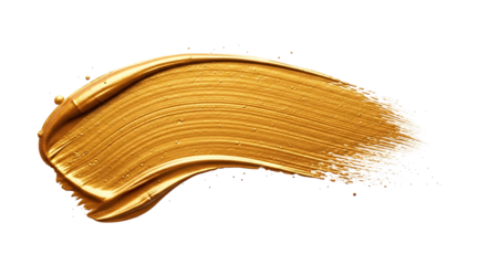 Golden Paint Stroke on White Background.