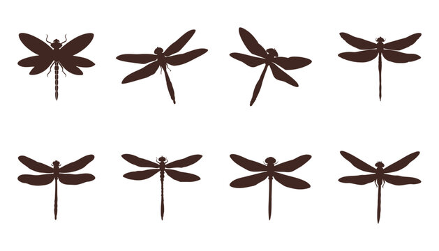 Elegant dragonfly silhouettes for modern designs and nature projects