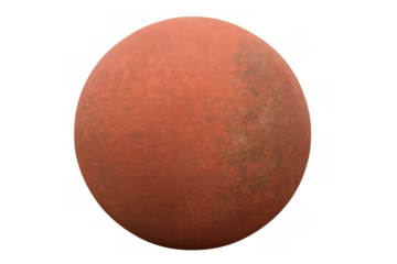 Mars planet texture with crater looking effects on a transparent background, depicting a celestial body in space