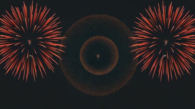 Exploding fireworks display with circular pattern