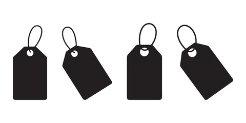 Price Tag Icon Set | Label Tag Silhouette Vector Collection