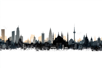 世界の都市景観のイラスト背景素材