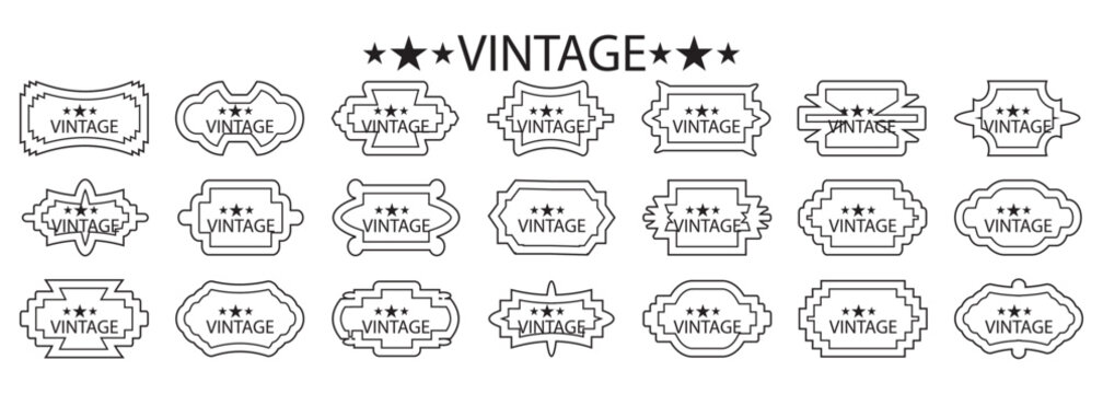 Set of luxury vintage frames, collection of retro labels, badges and banners vector. Creative editable vintage text effect vector. Set of vintage design elements - flourishes and ornamental frames.