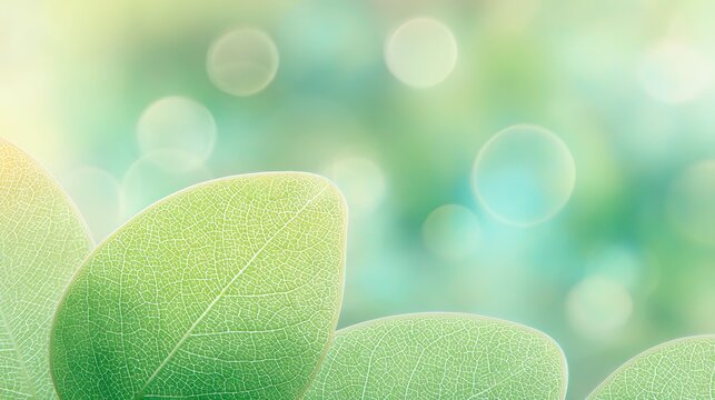 Abstract leaf background HD showing vein texture and soft bokeh, green palette versatile