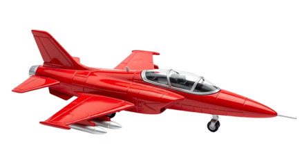 Red Jet Fighter Airplane Isolated on White Background.
