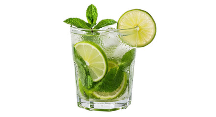 Fototapeta premium Refreshing Mojito Cocktail with Lime and Mint Garnish.