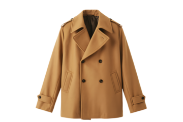 Stylish camel brown wool peacoat double breasted autumn fashion warm winter coat neutral tones 
