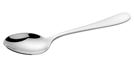 Shiny Silver Spoon Isolated on White Background.