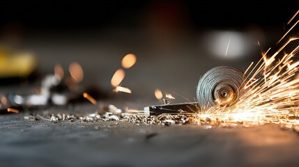 Male interest and power aesthetic with industrial sparks, metal friction and glowing heat