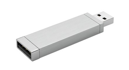 Silver USB Flash Drive for Data Storage and Transfer.