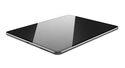 Sleek Modern Tablet Device with Reflective Screen on White Background.
