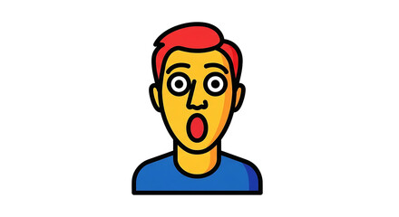 Surprised Man Emoji Icon with Wide Eyes and Open Mouth.