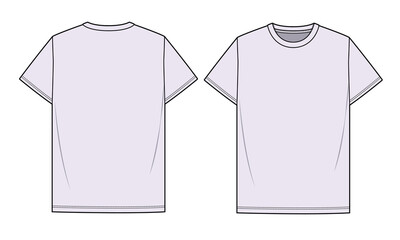 Naklejka premium Short sleeve t shirt technical flat drawing vector mockup illustration.