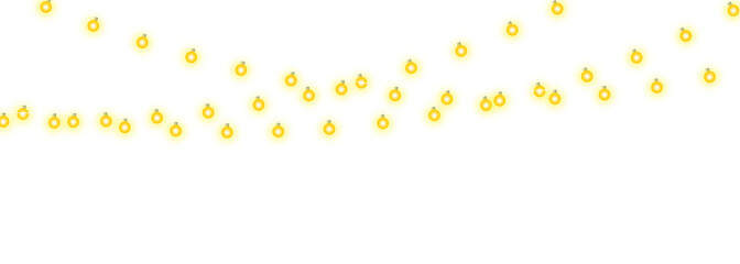 Hanging Yellow Transparent String Lights Decoration with Glowing Bulbs perfect Element for Wedding Invitation or  Holiday Celebration Card, Happy new year 2026