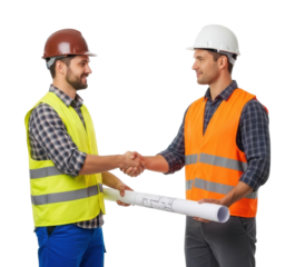 Construction collaboration project management office teamwork isolated on transparent background