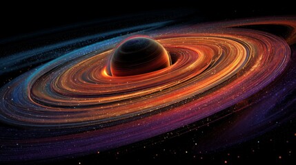 Fototapeta premium Bright Cosmic Swirls of Stardust and Planetary Rings in a Vibrant Universe Scene
