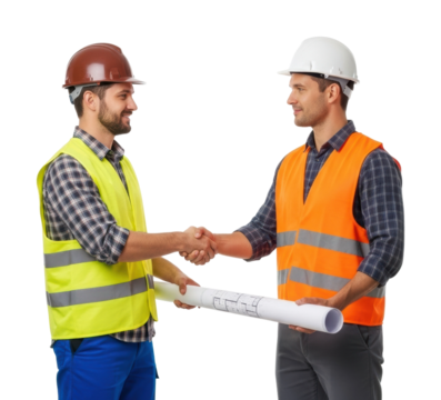 Construction collaboration project management office teamwork isolated on transparent background