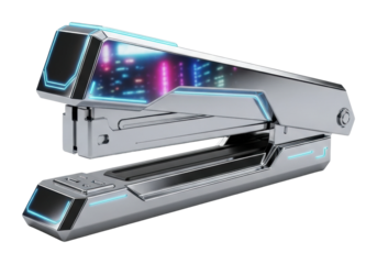 Futuristic stapler design modern office product showcase tech isolated on transparent background