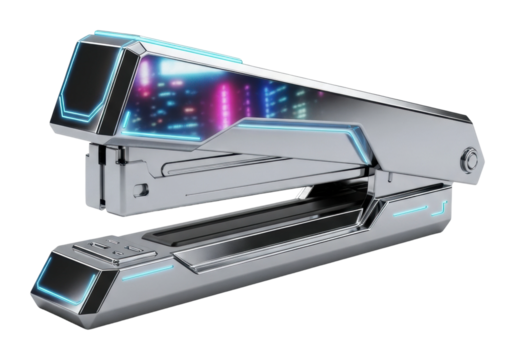 Futuristic stapler design modern office product showcase tech isolated on transparent background