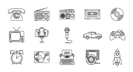 Icons set of retro objects