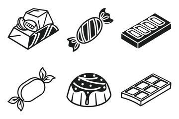 Minimalist candy and chocolate icon set