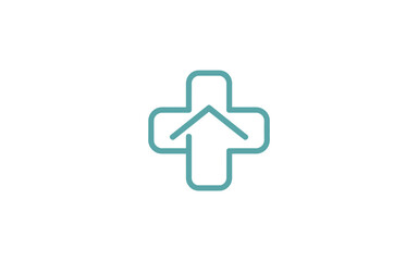 Fototapeta premium Medical cross with upward arrow symbol representing growth and healthcare progress