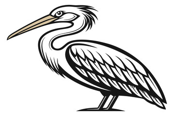 Fototapeta premium Graceful Heron Bird Detailed Vector Artwork