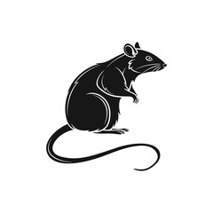 Sitting Rat Silhouette Vector Isolated on White Background