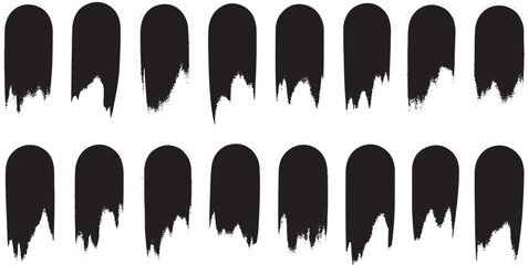 Obraz premium Black abstract brush stroke shapes with textured edges