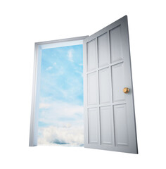 Open door isolated on transparent background. 3D illustration
