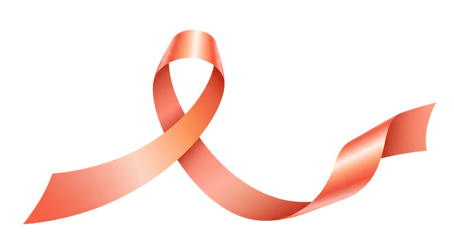 Orange awareness ribbon symbol of hope and support isolated on transparent background