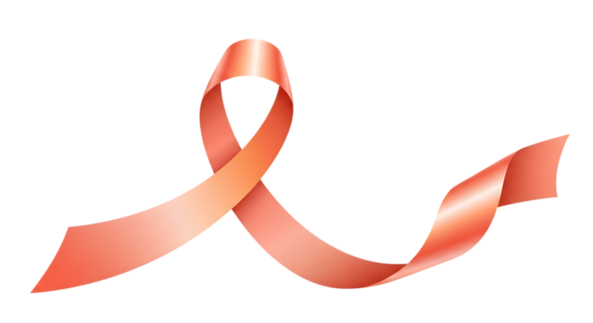 Orange awareness ribbon symbol of hope and support isolated on transparent background