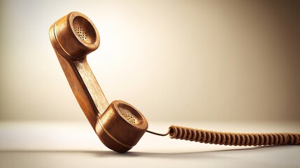 Vintage telephone receiver isolated on clean surface, soft overhead lighting showing lacquer texture