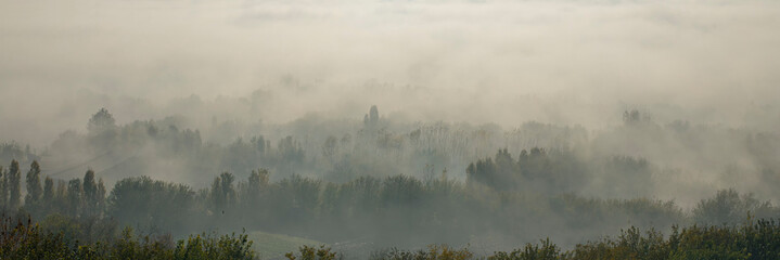 A foggy day view of Hevsel Gardens, a UNESCO Cultural Heritage Site in Diyarbakır.
