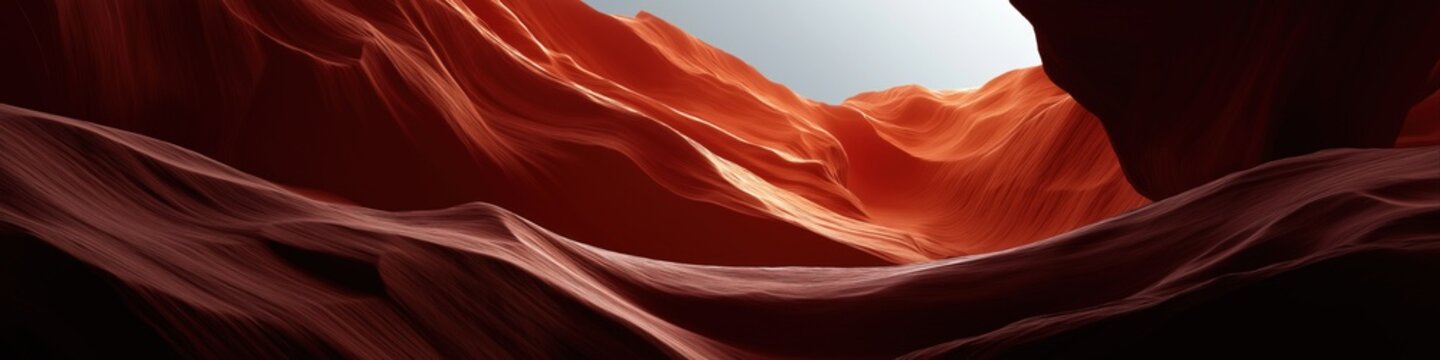 Majestic red rock canyon under clear sky with wavy patterns