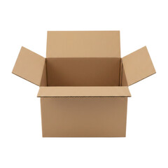 Open cardboard shipping box for packaging and delivery