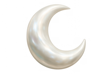 Pearlescent crescent moon representing spirituality, ramadan, good dreams, and lunar cycles in the night sky